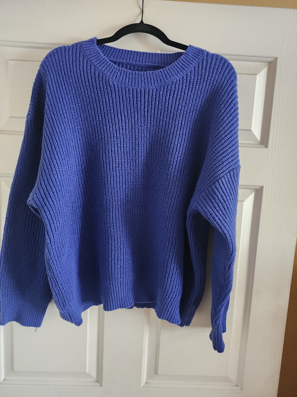 SHEIN Royal Blue Ribbed Crewneck Sweater
